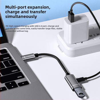 Xuntong 181B USB-C OTG adaptér USB 2.0, PD nabíjanie, USB-A výstup, pre myš, USB disk a čítač kariet