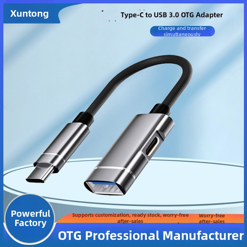 Xuntong 181B USB-C OTG adaptér USB 2.0, PD nabíjanie, USB-A výstup, pre myš, USB disk a čítač kariet
