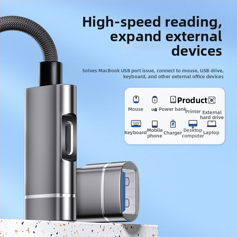 Xuntong 181B USB-C OTG adaptér USB 2.0, PD nabíjanie, USB-A výstup, pre myš, USB disk a čítač kariet