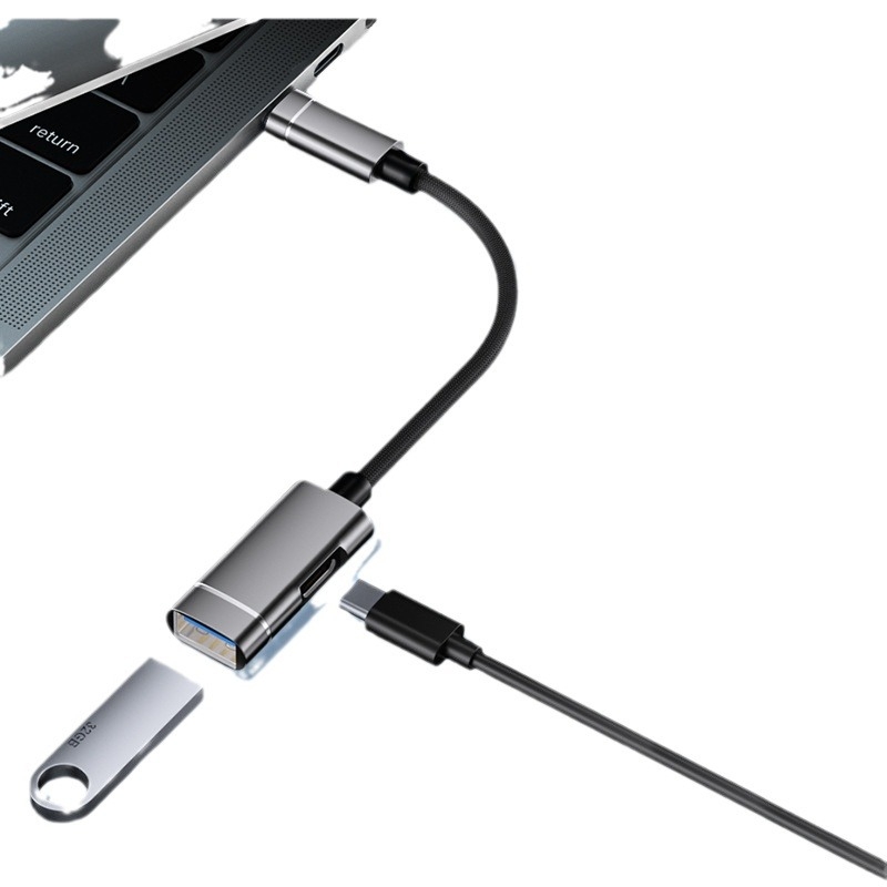 Xuntong 181B USB-C OTG αντάπτορας με USB 2.0, φόρτιση PD, USB-A έξοδος, για ποντίκι, USB φλασα μνήμη και αναγνώστη καρτών