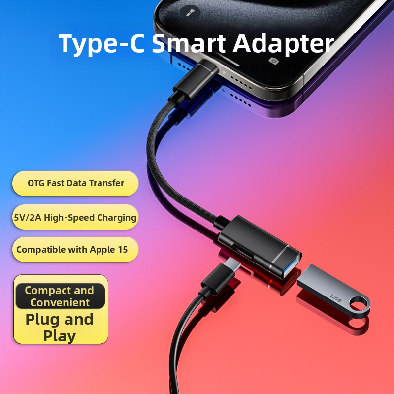 Xuntong 181B USB-C OTG adaptér USB 2.0, PD nabíjanie, USB-A výstup, pre myš, USB disk a čítač kariet