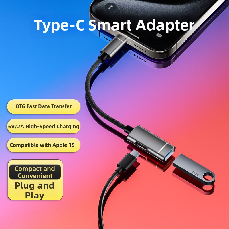 Xuntong 181B USB-C OTG adaptér USB 2.0, PD nabíjanie, USB-A výstup, pre myš, USB disk a čítač kariet