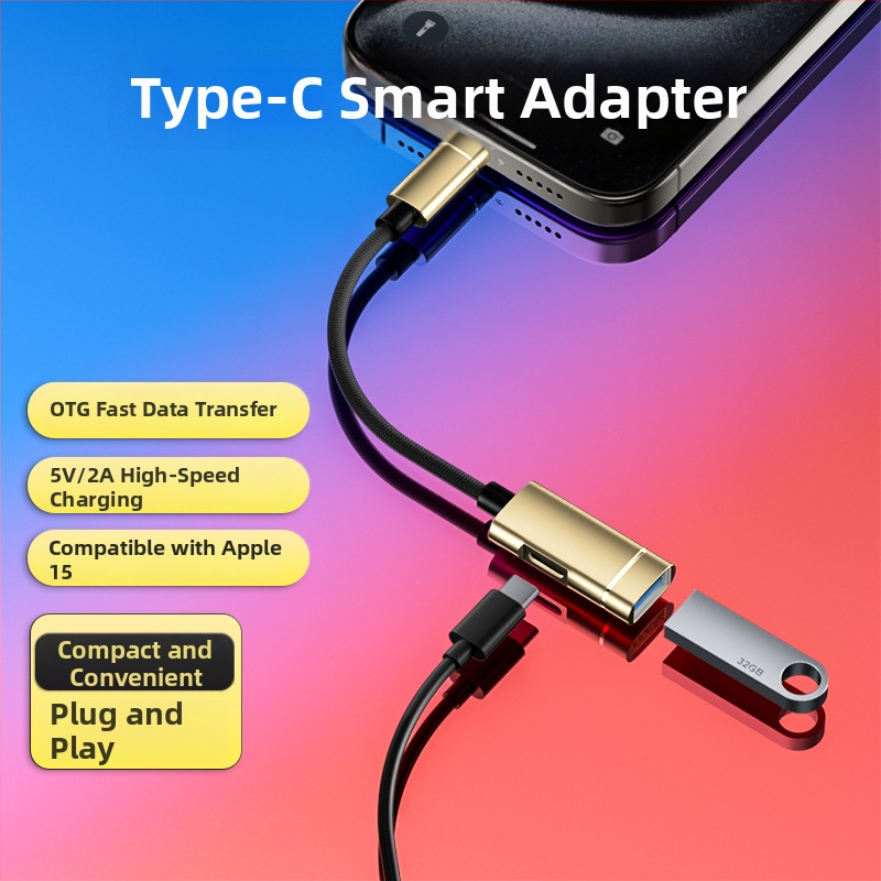 Xuntong 181B USB-C OTG adaptér USB 2.0, PD nabíjanie, USB-A výstup, pre myš, USB disk a čítač kariet