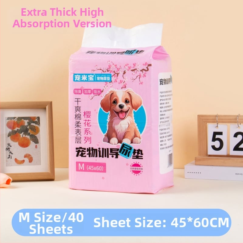 Pad de urină pentru animale de companie Sakura – Deodorant, absorbant, impermeabil pentru câini (țesătură nețesută; pulpă puf; rășină absorbantă; folie PE inferioară etanșă; hârtie absorbantă)