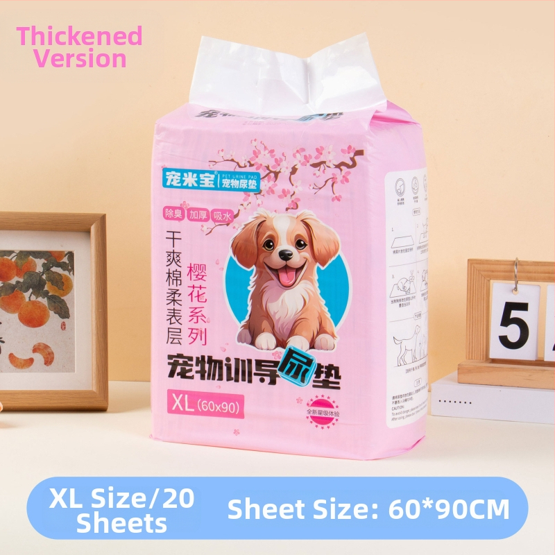 Pad de urină pentru animale de companie Sakura – Deodorant, absorbant, impermeabil pentru câini (țesătură nețesută; pulpă puf; rășină absorbantă; folie PE inferioară etanșă; hârtie absorbantă)