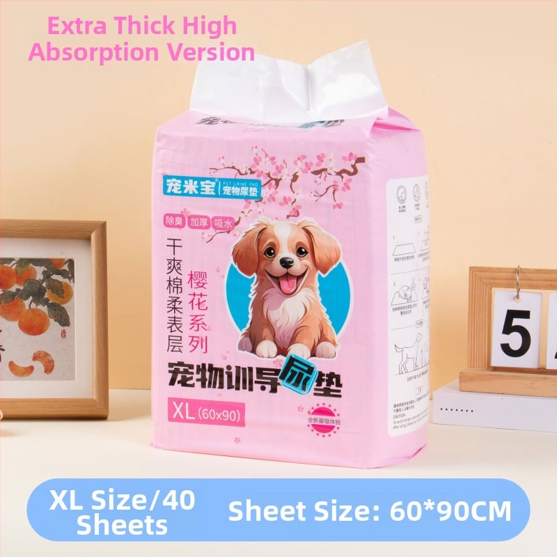 Pad de urină pentru animale de companie Sakura – Deodorant, absorbant, impermeabil pentru câini (țesătură nețesută; pulpă puf; rășină absorbantă; folie PE inferioară etanșă; hârtie absorbantă)