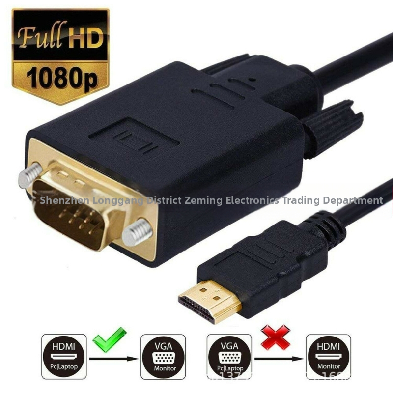 HDMI na VGA adaptér kábel – konverzia HDMI↔VGA, model HDMI TO VGA, jadro oceľ s meďou povlakou