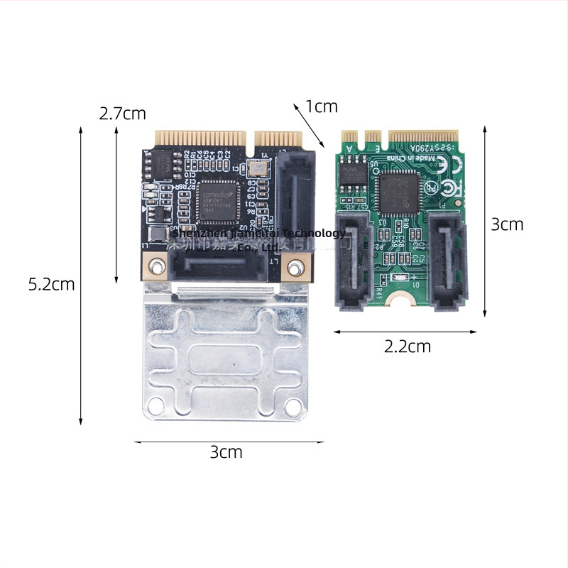 Mini PCIe adaptér s 2 portami SATA 3.0, M.2 Key A+E rozhranie, SATA 7-pin konektor, 6Gb/s