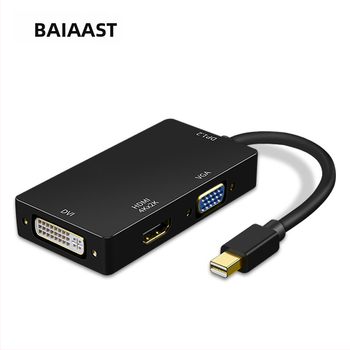 Mini DisplayPort na HDMI, VGA a DVI 3 v 1 adaptér kábel, dĺžka 0,2 m, meďové jadro