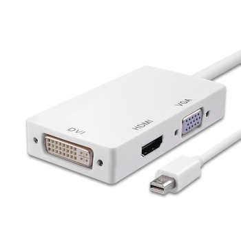 Mini DisplayPort na HDMI, VGA a DVI 3 v 1 adaptér kábel, dĺžka 0,2 m, meďové jadro
