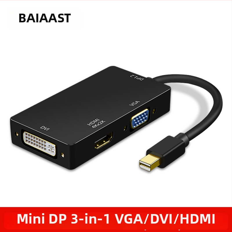 Mini DisplayPort na HDMI, VGA a DVI 3 v 1 adaptér kábel, dĺžka 0,2 m, meďové jadro