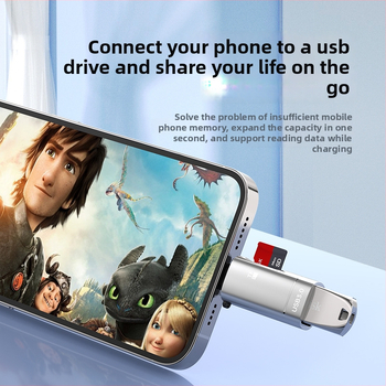 Type-C OTG dvojitý adaptér s čítačkou USB flash a microSD pre Apple zariadenia