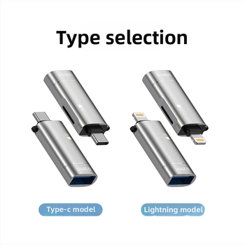 Type-C OTG dvojitý adaptér s čítačkou USB flash a microSD pre Apple zariadenia
