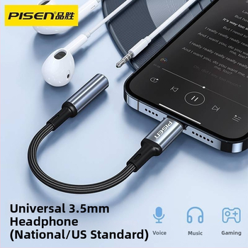 Pisen Type-C na 3,5 mm audio adaptér kábel, USB-C slúchadlový konvertor pre zariadenia s Type-C