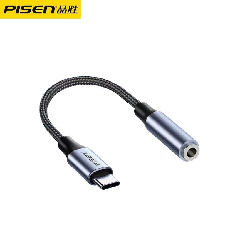 Pisen Type-C na 3,5 mm audio adaptér kábel, USB-C slúchadlový konvertor pre zariadenia s Type-C