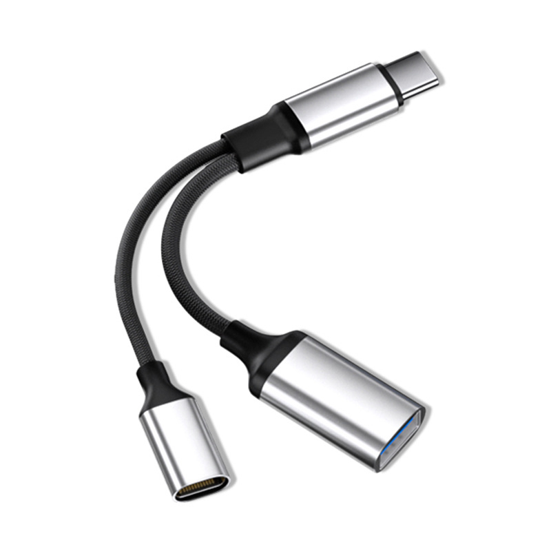 Type-C hub s dvostrukim izlazom, brzo punjenje i USB prijenos podataka, kompatibilan s mobilnim uređajima i iPadom, model YH-LJX-012