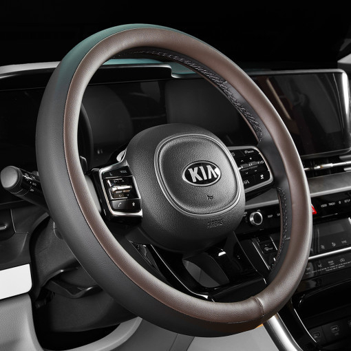 Κάλυμμα τιμονιού από PU δέρμα δίχρωμο - για όλες τις εποχές, καθολική εφαρμογή, εύκολη εγκατάσταση