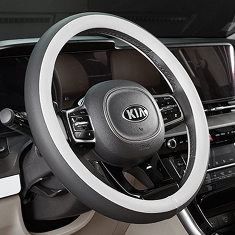 Κάλυμμα τιμονιού από PU δέρμα δίχρωμο - για όλες τις εποχές, καθολική εφαρμογή, εύκολη εγκατάσταση