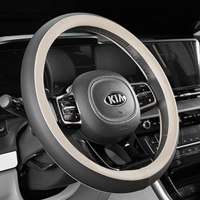 Κάλυμμα τιμονιού από PU δέρμα δίχρωμο - για όλες τις εποχές, καθολική εφαρμογή, εύκολη εγκατάσταση