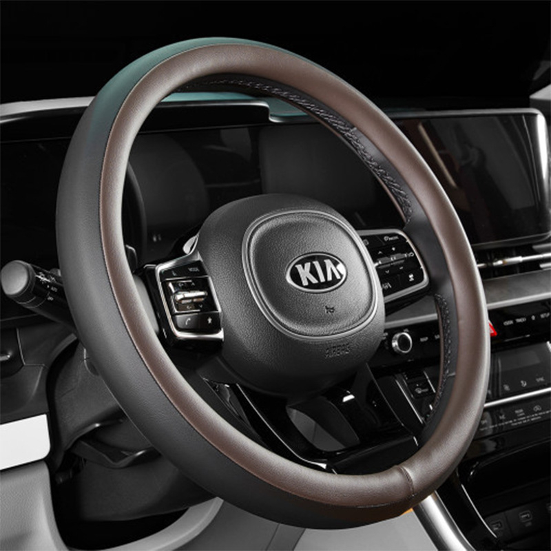 Κάλυμμα τιμονιού από PU δέρμα δίχρωμο - για όλες τις εποχές, καθολική εφαρμογή, εύκολη εγκατάσταση