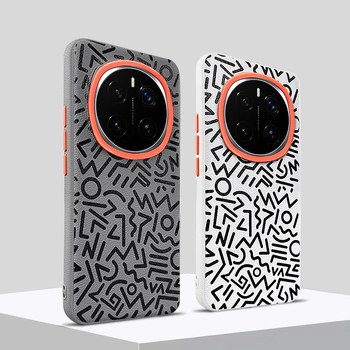 Θήκη για Honor Magic7 Pro – συνθετικό δέρμα, θερμή συμπίεση, γεωμετρικός σχεδιασμός graffiti, προστασία από πτώσεις