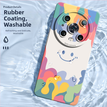 Aizsargapvalks ar smaidiņa dizainu Huawei/Honor Magic5 – šķidrais silikona gels, smidzināšanas apdare, minimālists dizains, nodilumizturīgs, pret kritieniem, pret pirkstu nospiedumiem