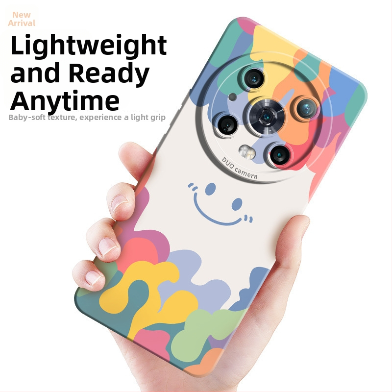 Aizsargapvalks ar smaidiņa dizainu Huawei/Honor Magic5 – šķidrais silikona gels, smidzināšanas apdare, minimālists dizains, nodilumizturīgs, pret kritieniem, pret pirkstu nospiedumiem