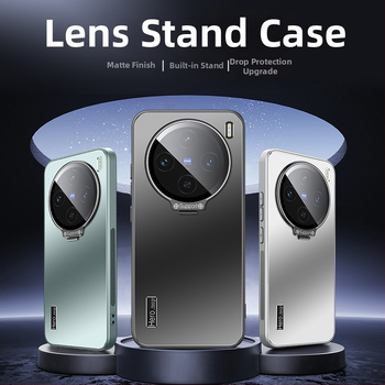 Ochranný kryt pre Vivo X200s s ochranou objektívu a kovovým držiakom, matný povrch, PC + TPU materiál