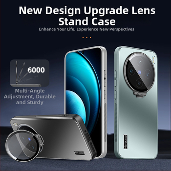 Ochranný kryt pre Vivo X200s s ochranou objektívu a kovovým držiakom, matný povrch, PC + TPU materiál