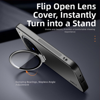 Ochranný kryt pre Vivo X200s s ochranou objektívu a kovovým držiakom, matný povrch, PC + TPU materiál