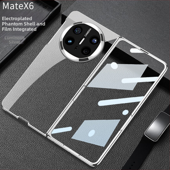 GKK puzdro pre Huawei Mate X6 – tvrdé puzdro s elektroplakovým povrchom, PC materiál, proti pádu, integrovaný sklápací ochranný kryt