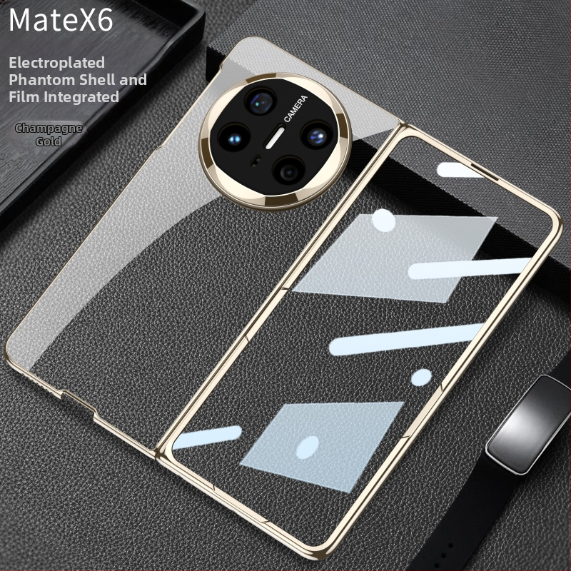 GKK puzdro pre Huawei Mate X6 – tvrdé puzdro s elektroplakovým povrchom, PC materiál, proti pádu, integrovaný sklápací ochranný kryt