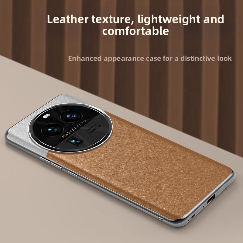 OPPO Find X7 Pro aizsargkorpuss mobilajam telefonam, patiesa āda, karstās presēšanas izstrāde, pielāgojama, aizsardzība pret nolietošanos un kritieniem.