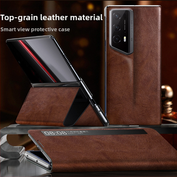 Kryt na telefón pre Honor MagicV2RSR – kožený, flip kryt s plnou ochranou, holster štýl, reliéfna úprava, proti pádu