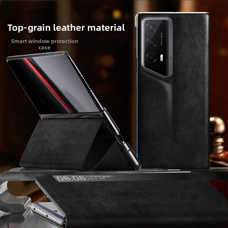 Kryt na telefón pre Honor MagicV2RSR – kožený, flip kryt s plnou ochranou, holster štýl, reliéfna úprava, proti pádu