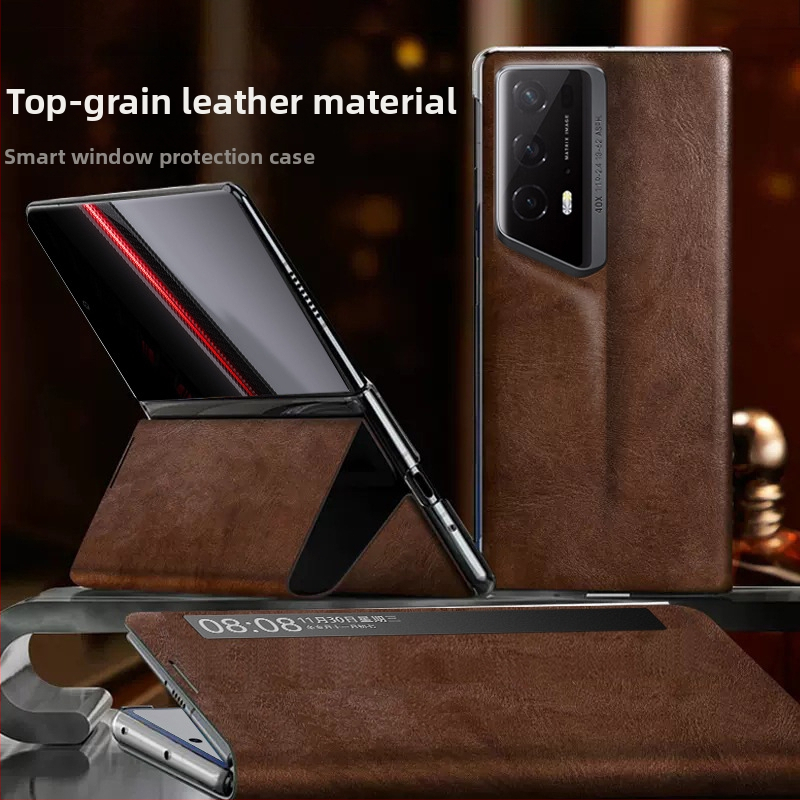 Kryt na telefón pre Honor MagicV2RSR – kožený, flip kryt s plnou ochranou, holster štýl, reliéfna úprava, proti pádu