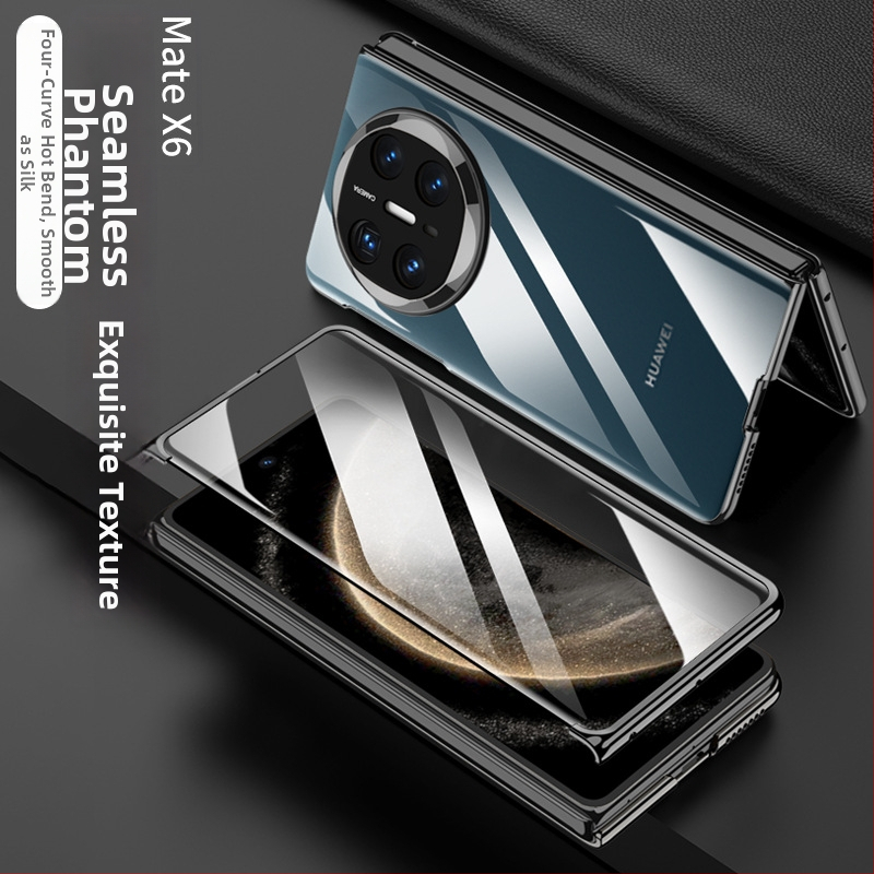 Huawei Mate X6 telefona lieta ar fantomisku salocamo ekrānu, integrēta aizsardzība, PC korpuss ar elektroplatingu, kolekcijas izdevums, pret kritienu aizsardzība