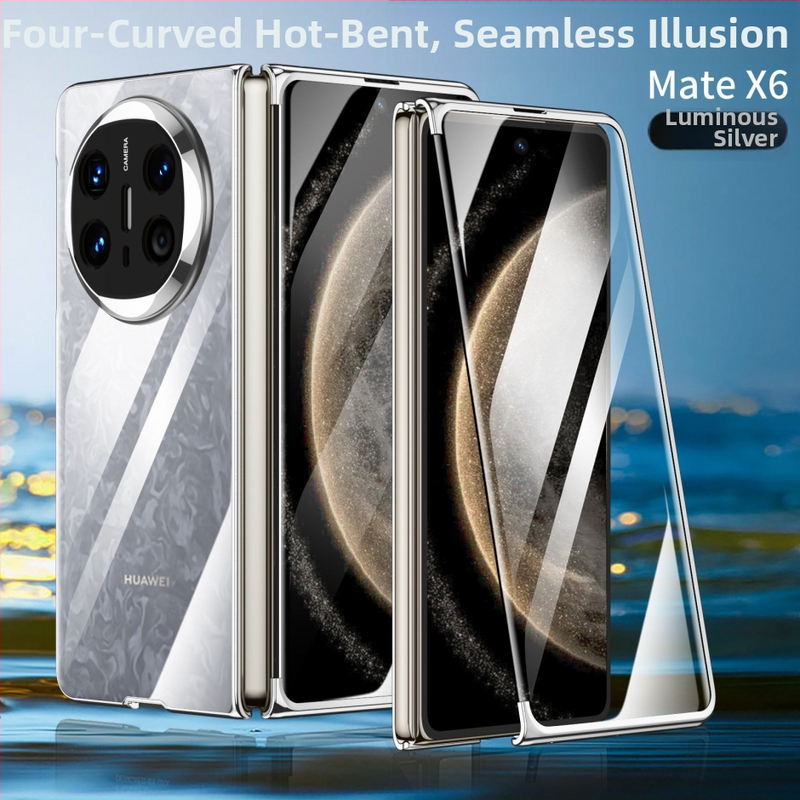 Huawei Mate X6 telefona lieta ar fantomisku salocamo ekrānu, integrēta aizsardzība, PC korpuss ar elektroplatingu, kolekcijas izdevums, pret kritienu aizsardzība