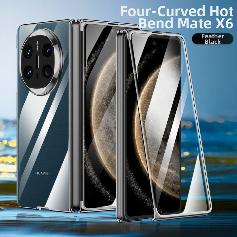 Huawei Mate X6 telefona lieta ar fantomisku salocamo ekrānu, integrēta aizsardzība, PC korpuss ar elektroplatingu, kolekcijas izdevums, pret kritienu aizsardzība