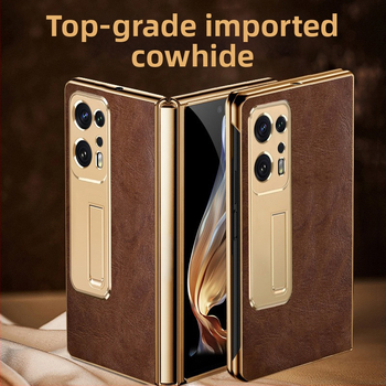 OPPO Find N2 kožený ochranný obal s ochranou objektívu, zabudovaným stojanom a proti pádu