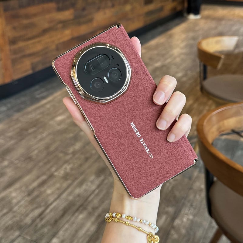 Kućište za Honor Magic V5 s magnetskom zaštitom središnje osi, potpuno pokriće objektiva, kožni materijal, elektropliranje, otpornost na pad