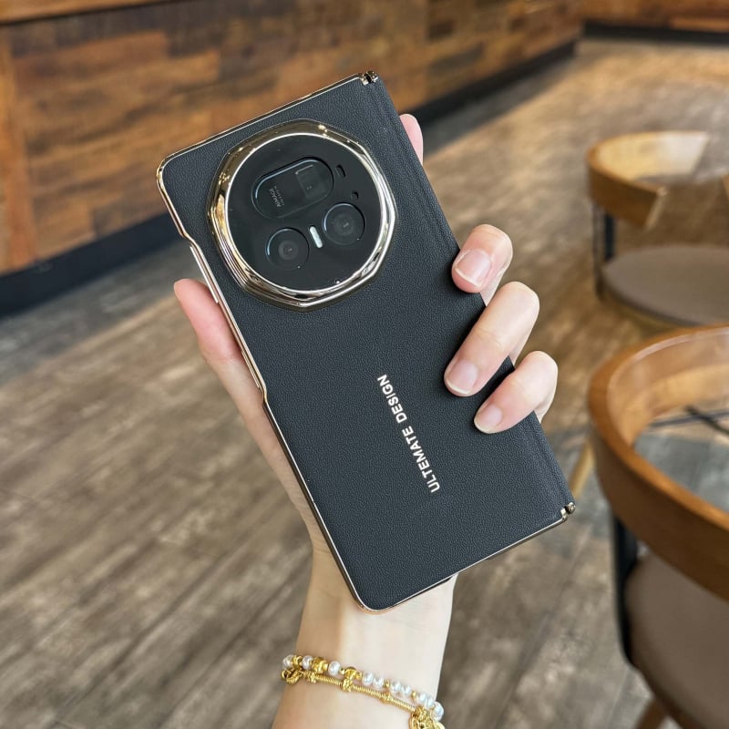 Kućište za Honor Magic V5 s magnetskom zaštitom središnje osi, potpuno pokriće objektiva, kožni materijal, elektropliranje, otpornost na pad