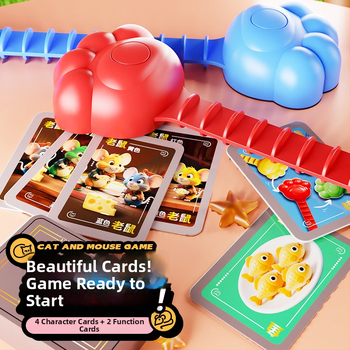 Macska és Egér társasjáték: interaktív családi rejtvény a gondolkodás és a figyelem fejlesztésére — műanyag anyag; 0–14 éveseknek; elősegíti a szülő-gyermek interakciót