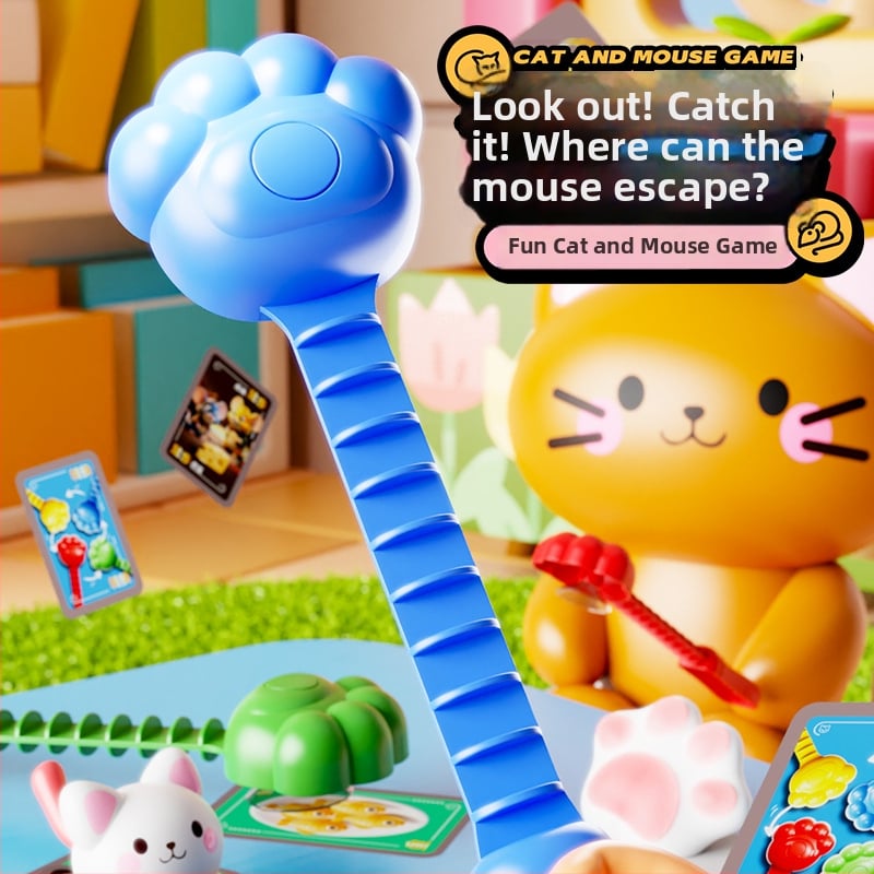 Macska és Egér társasjáték: interaktív családi rejtvény a gondolkodás és a figyelem fejlesztésére — műanyag anyag; 0–14 éveseknek; elősegíti a szülő-gyermek interakciót