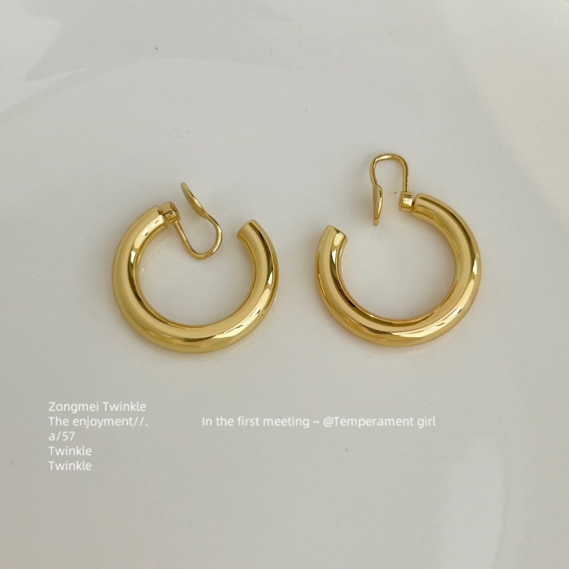 Meďové duté kruhové náušnice s geometrickým tvarom, elektroplatovaná úprava, vintage štýl, zapínanie s postou zo striebra 925