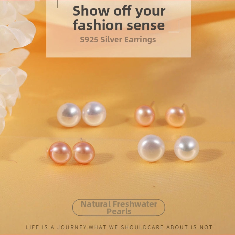 Náušnice zo striebra 925, s perlami, Geometrický dizajn, Dámsky kancelársky štýl