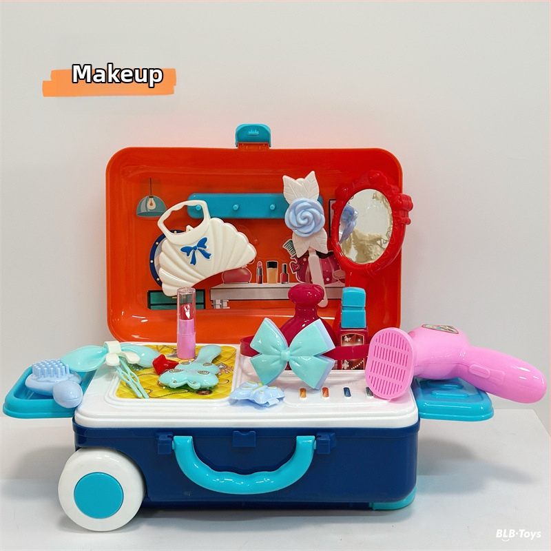 Simulēta virtves spēļu komplekts ar traukiem, ārsta un grima mākslinieka lomām; plastmasas izglītojoša rotaļlieta bērniem 4–6 gadu vecumā