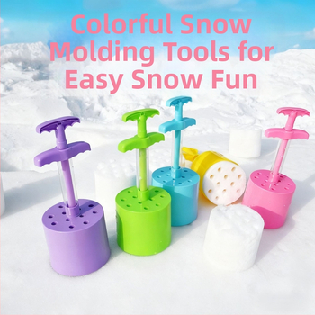 Пластмасов инструмент за игра в сняг за деца — клип за снежни топки, форма за снежен човек, външна игра със сняг, възраст 4–6 г, опаковка с мрежеста торба