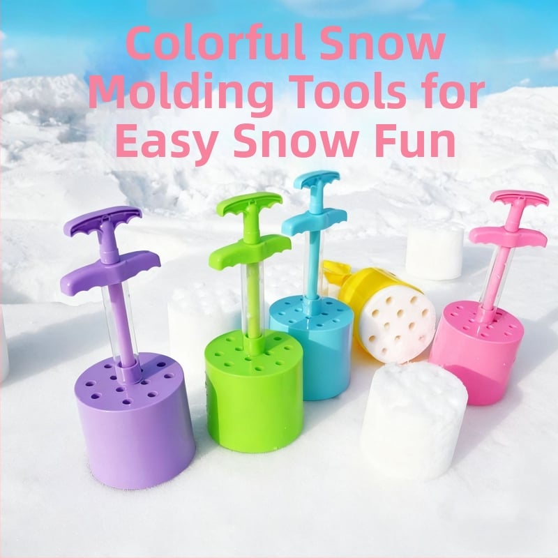 Пластмасов инструмент за игра в сняг за деца — клип за снежни топки, форма за снежен човек, външна игра със сняг, възраст 4–6 г, опаковка с мрежеста торба