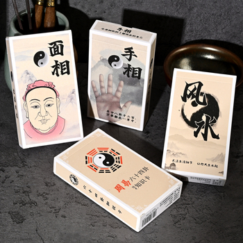 Karty na čítanie dlane a tváre s feng shui, I Ching Bagua pre veštenie — papierové kartičky; balenie: farebná krabička; vhodné pre 14+